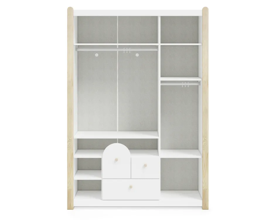 White Montessori 3 Kapılı Dolap