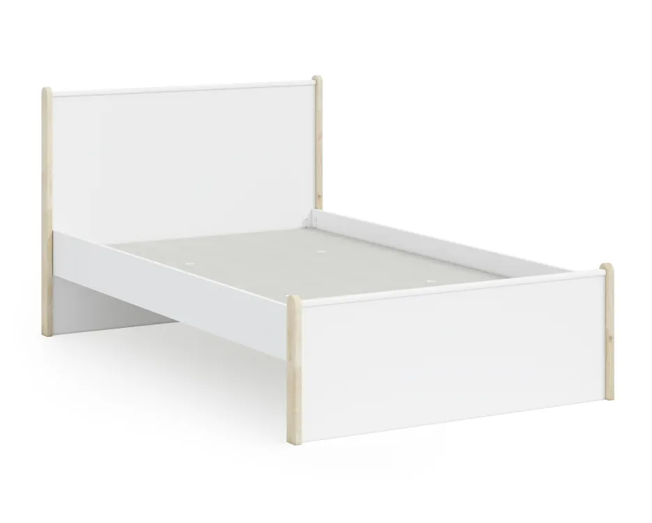 White Montessori Başlıklı Karyola 120x200 cm