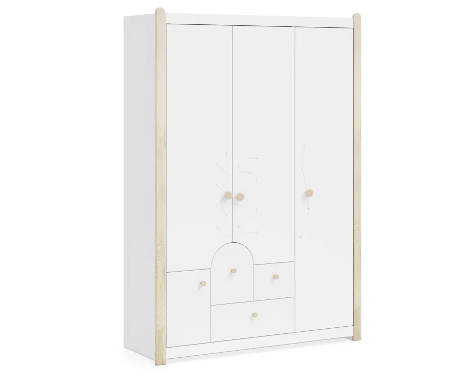 White Montessori 3 Kapılı Dolap
