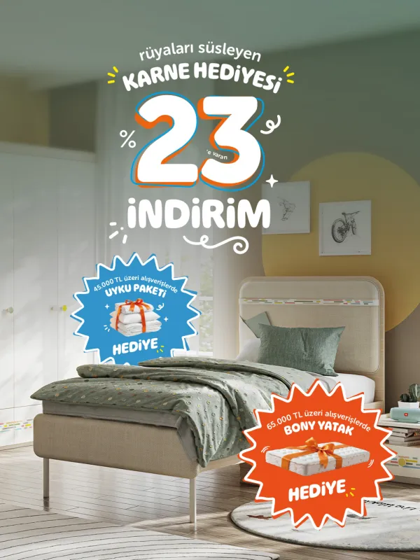 1 Temmuz - 31 Temmuz tarihleri arasında Rüyaları Süsleyen Karne Hediyesi seçili ürünlerde %23 indirim