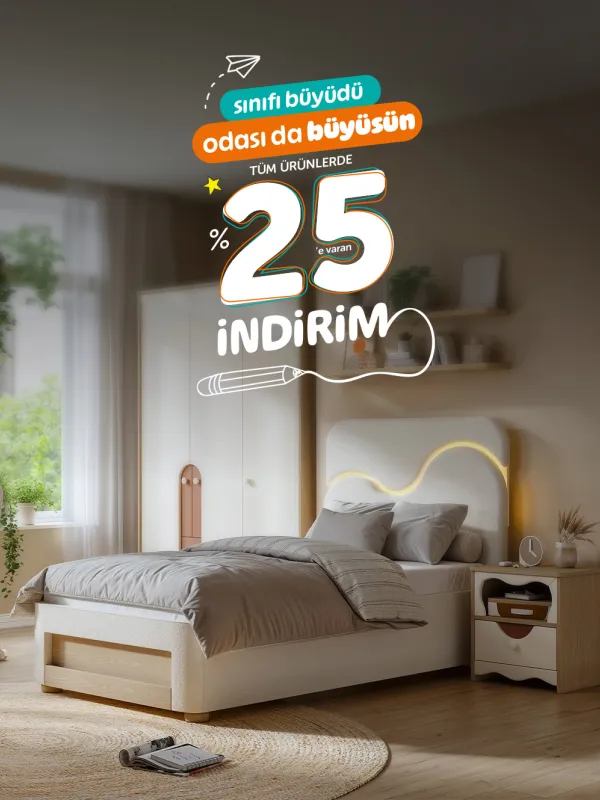 18 Ağustos - 30 Eylül Tarihleri Arasında Sınıfı Büyüdü Odası da Büyüsün Tüm Ürünlerde %25 İndirim