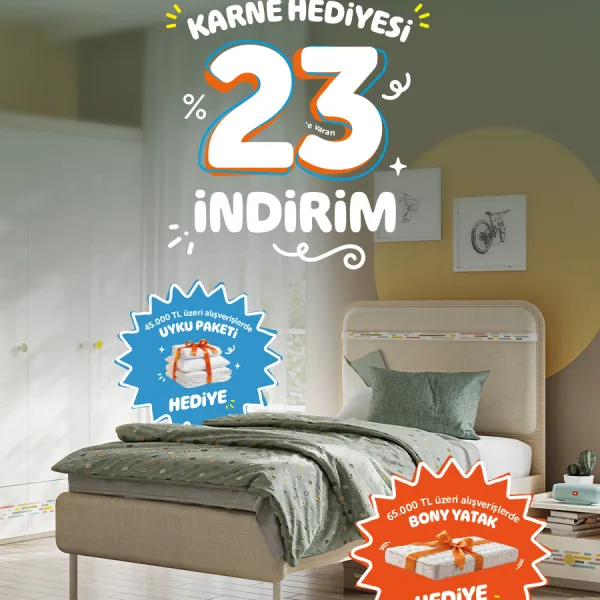 1 Temmuz - 31 Temmuz tarihleri arasında Rüyaları Süsleyen Karne Hediyesi seçili ürünlerde %23 indirim